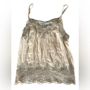 American Eagle Beige Lace Trim Cami Top Crinkle Textured Tank – Size Small